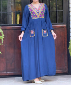 ماکسی نخی گلدوزی دوجیب