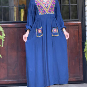 ماکسی نخی گلدوزی دوجیب