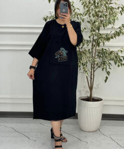 پیراهن رخ لینن گلدوزی