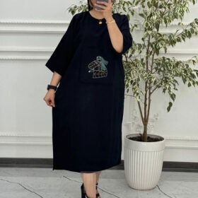 پیراهن رخ لینن گلدوزی