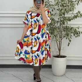 پیراهن کوتاه پلاس سایز نخی