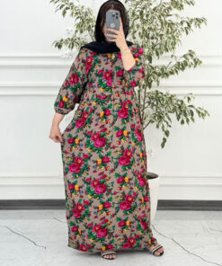 پیراهن ساحلی گلدار دکمه دار ملک