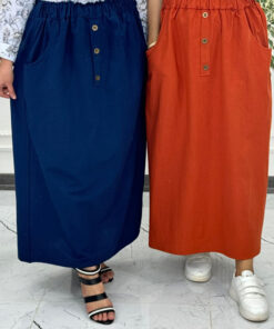 دامن لینن جیب دار