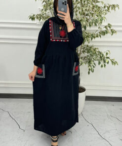 پیراهن لینن گلدوزی سنتی