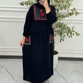 پیراهن لینن گلدوزی سنتی