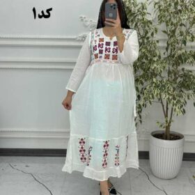 پیراهن آستین بلند گلدوزی گلناز