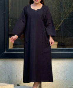 پیراهن لینن دو جیب