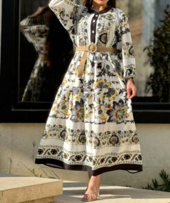 پیراهن ساحلی فلور حاشیه دار