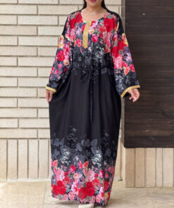 پیراهن ساحلی یاسمن نوار طلایی