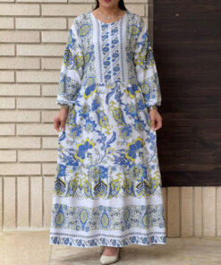 پیراهن نخی حاشیه دار نارین