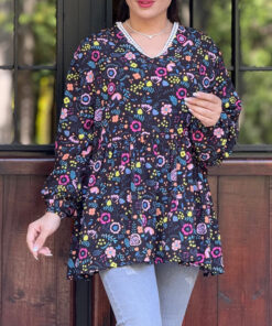 شومیز طرح دار یقه هفت