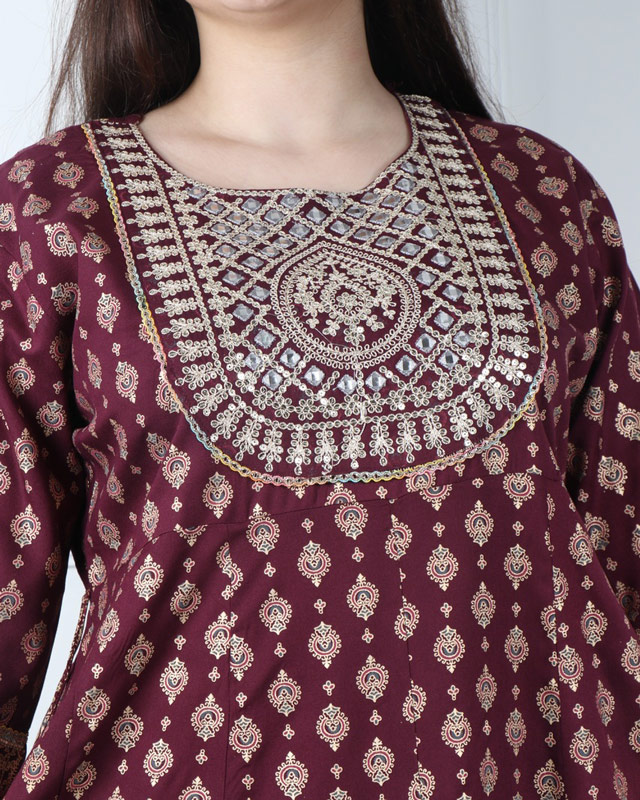 پیراهن کورتای زرشکی یاش 6159 - Image 2