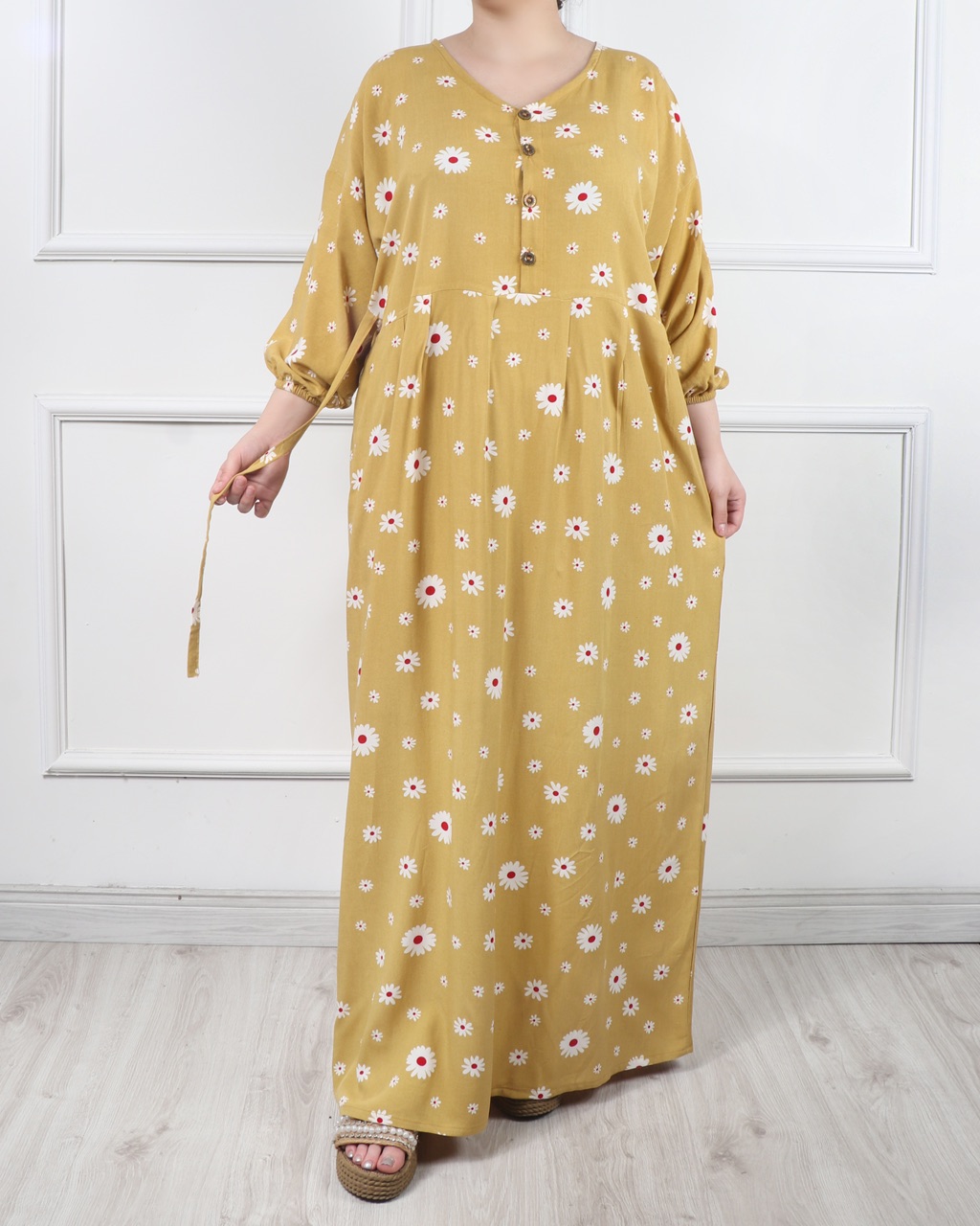 پیراهن بابونه دکمه دار تک چین(حراجی یک هفته ای) 6160 - Image 5