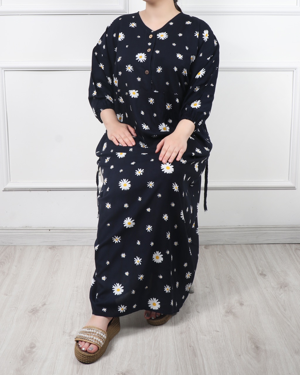 پیراهن بابونه دکمه دار تک چین(حراجی یک هفته ای) 6160 - Image 4