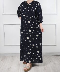 پیراهن بابونه دکمه دار تک چین