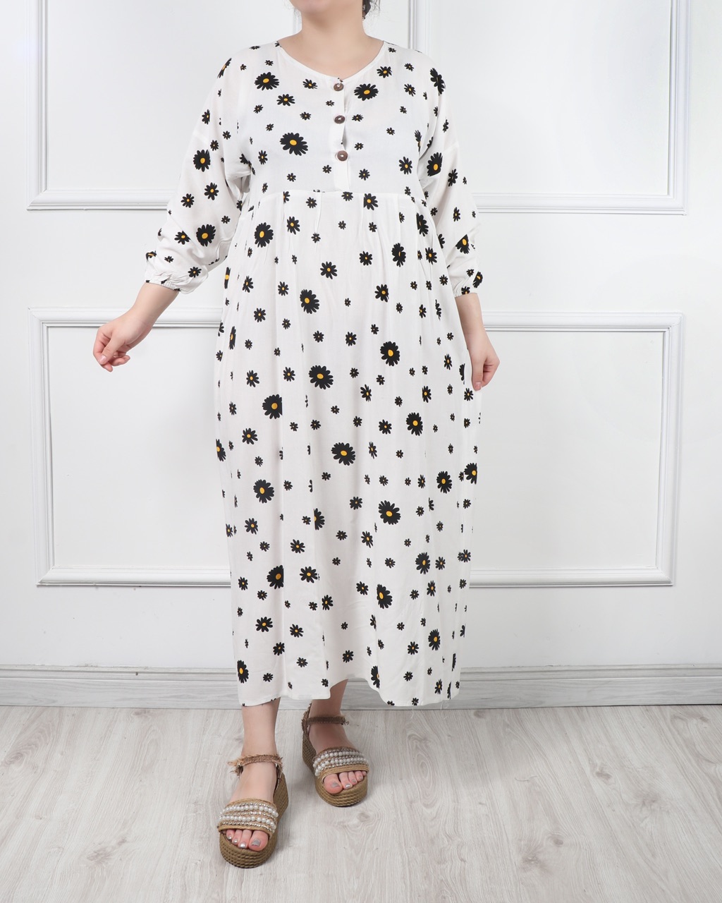 پیراهن بابونه دکمه دار تک چین(حراجی یک هفته ای) 6160 - Image 2