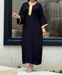 پیراهن نوارطلایی نخ ململ بیگ سایز