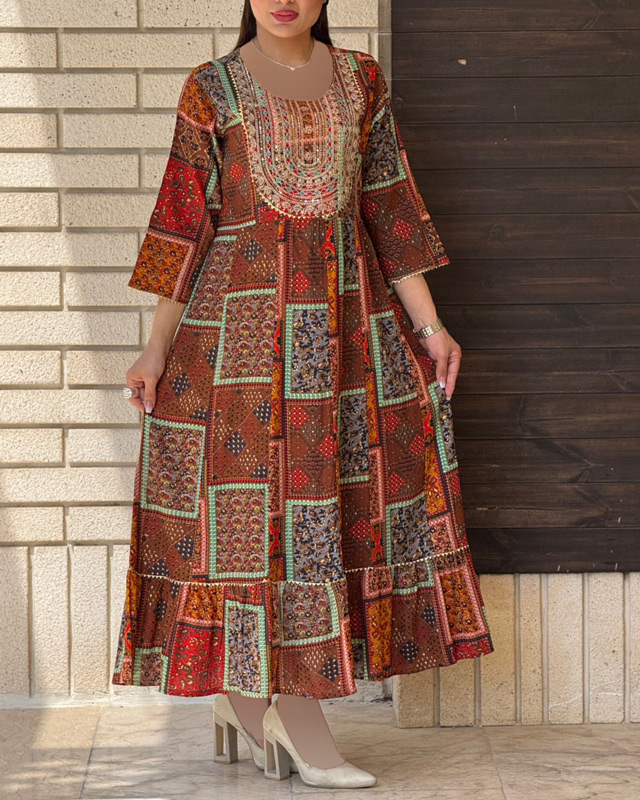 پیراهن هندی کورتی چهل تیکه 6950 - Image 3