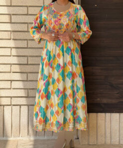 پیراهن کورتای هندی آبرنگی