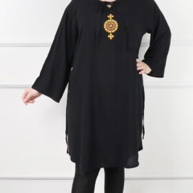 تونیک نخی گلدوزی مشکی محرمی