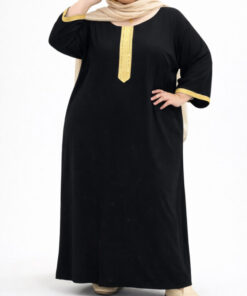 پیراهن نوارطلایی نخ ململ بیگ سایز