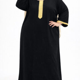 پیراهن نوارطلایی نخ ململ بیگ سایز