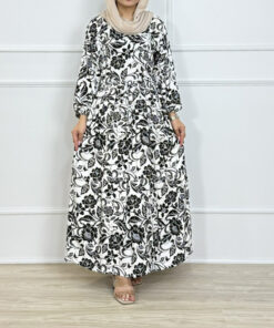 پیراهن نخی طرح فلور