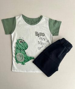 تیشرت شلوارک نوزادی طرح DINO ترک