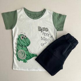 تیشرت شلوارک نوزادی طرح DINO ترک