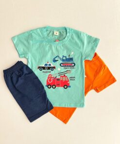 تیشرت شلوارک پسرانه طرح ماشین