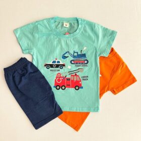 تیشرت شلوارک پسرانه طرح ماشین