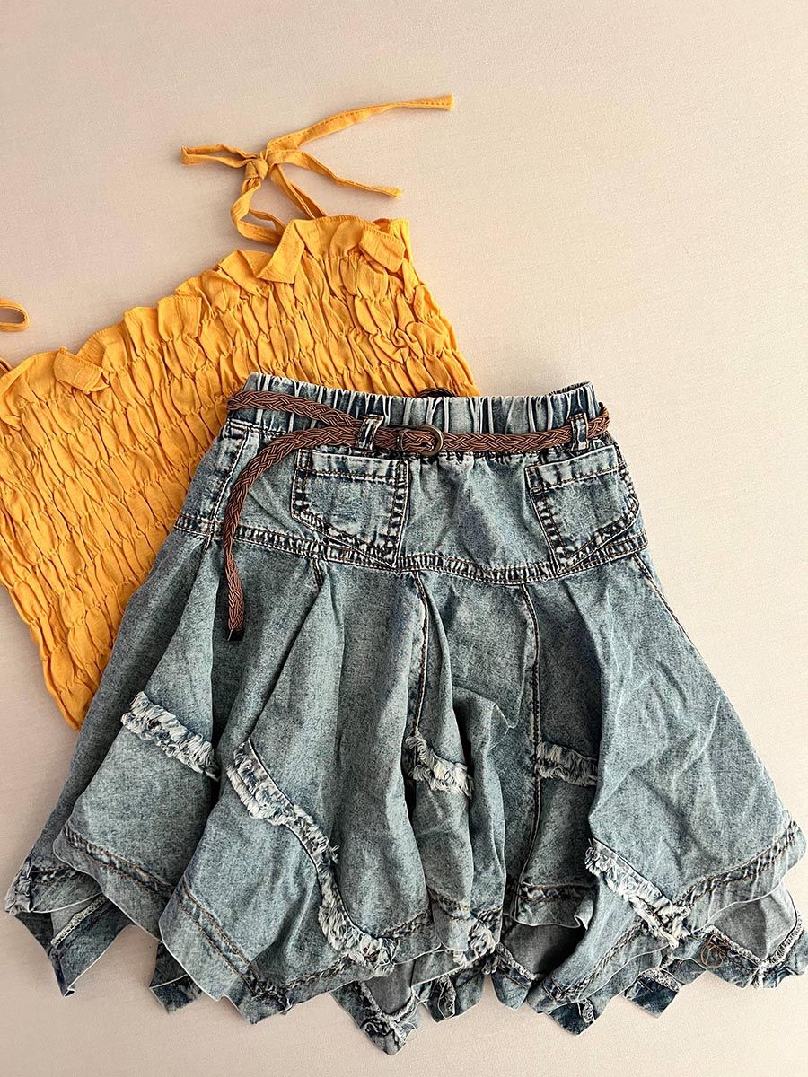 ست سه تیکه دخترانه دامن و تاپ 7128 - Image 3