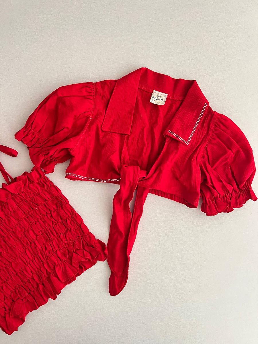 ست سه تیکه دخترانه دامن و تاپ 7128 - Image 4