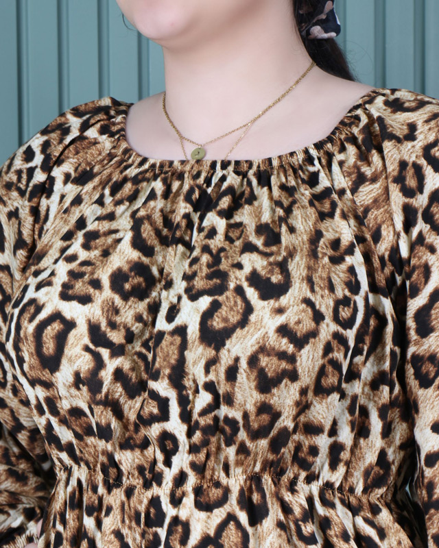 پیراهن نخی طرح پلنگی 7111# - Image 3