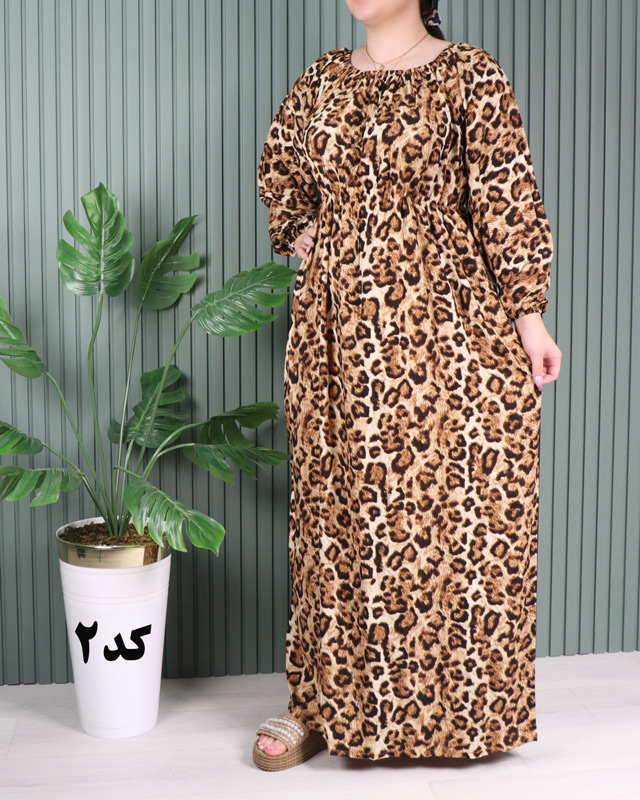 پیراهن نخی طرح پلنگی 7111# - Image 4