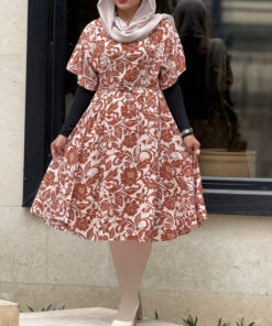 پیراهن نخی کوتاه گل آرا