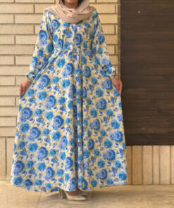 پیراهن نخی کلوش طرح گلدار