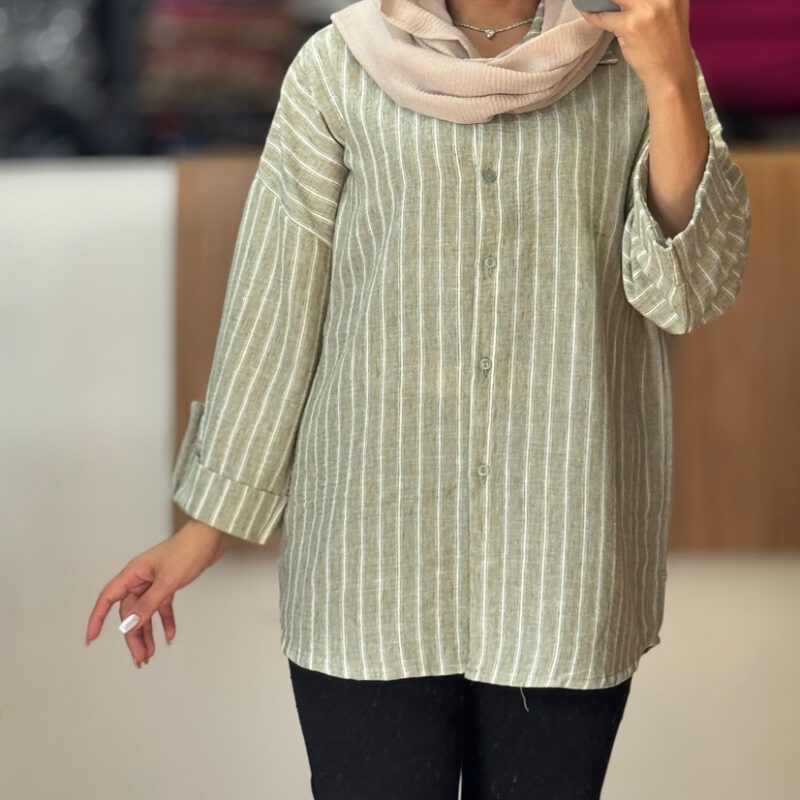 مانتو راه راه پارچه ترک 7160 - Image 4