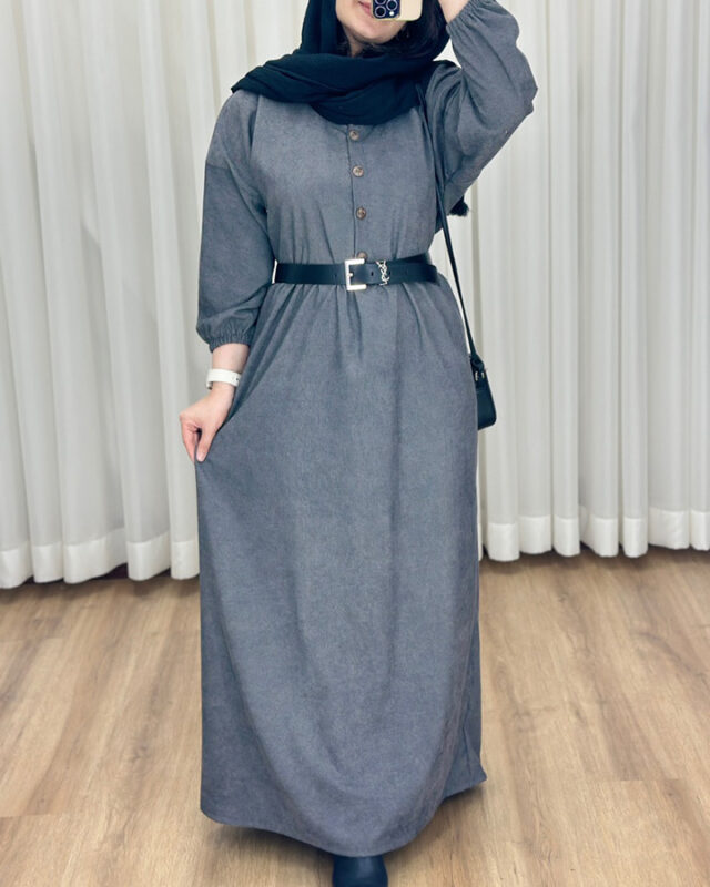 پیراهن مانتوی کبریتی جلو دکمه# 7308 - Image 5