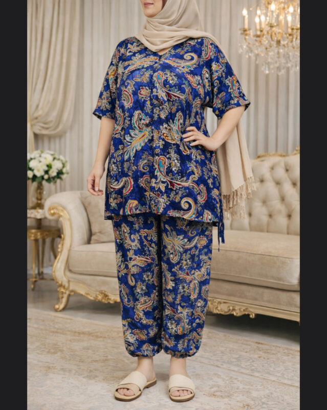 بلوز شلوار طرح ترمه# K7372 - Image 5