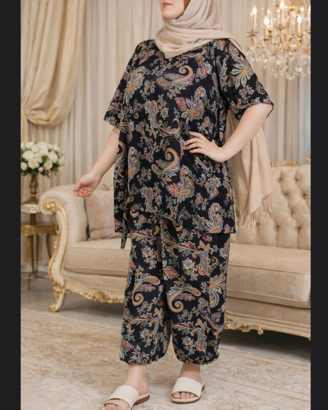 بلوز شلوار طرح ترمه# K7372 - Image 2