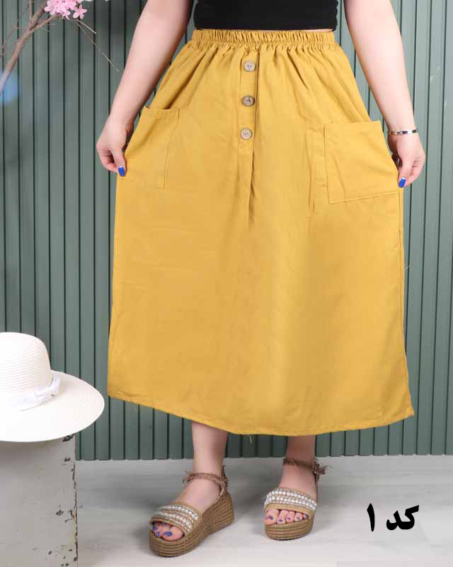 دامن لینن دو جیب