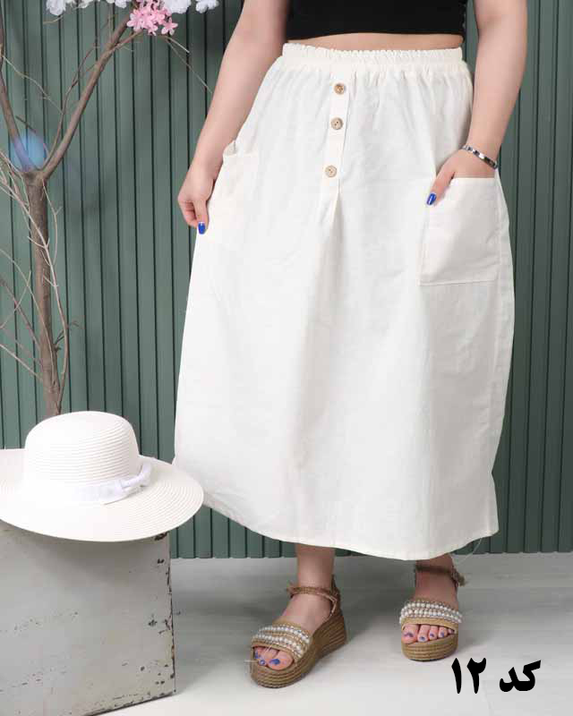 دامن لینن دوجیب A7058 - Image 11