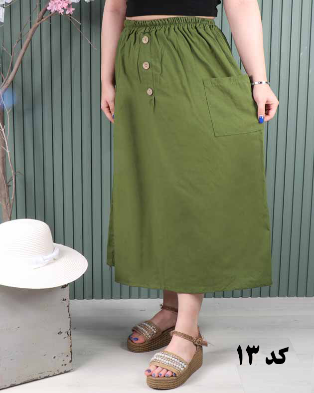 دامن لینن دوجیب A7058 - Image 10