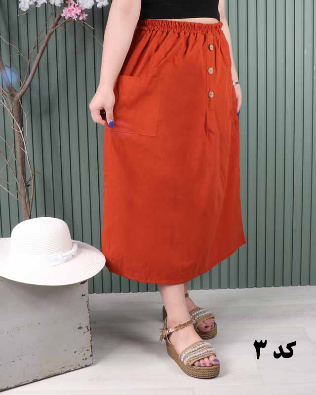 دامن لینن دوجیب A7058 - Image 3