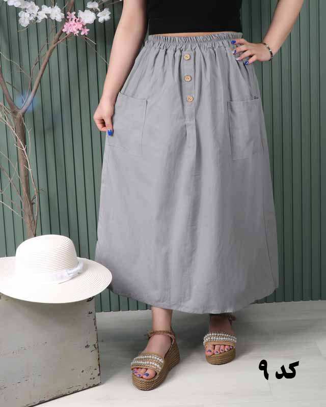 دامن لینن دوجیب A7058 - Image 14