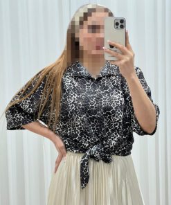 شومیز کراش پلنگی گره ای