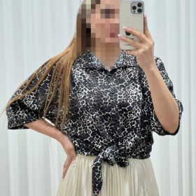 شومیز کراش پلنگی گره ای