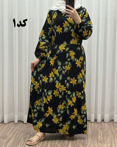 پیراهن نخی گلدار رنگبندی