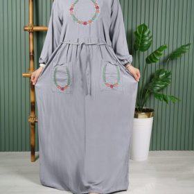 پیراهن ململ گلدوزی دوجیب